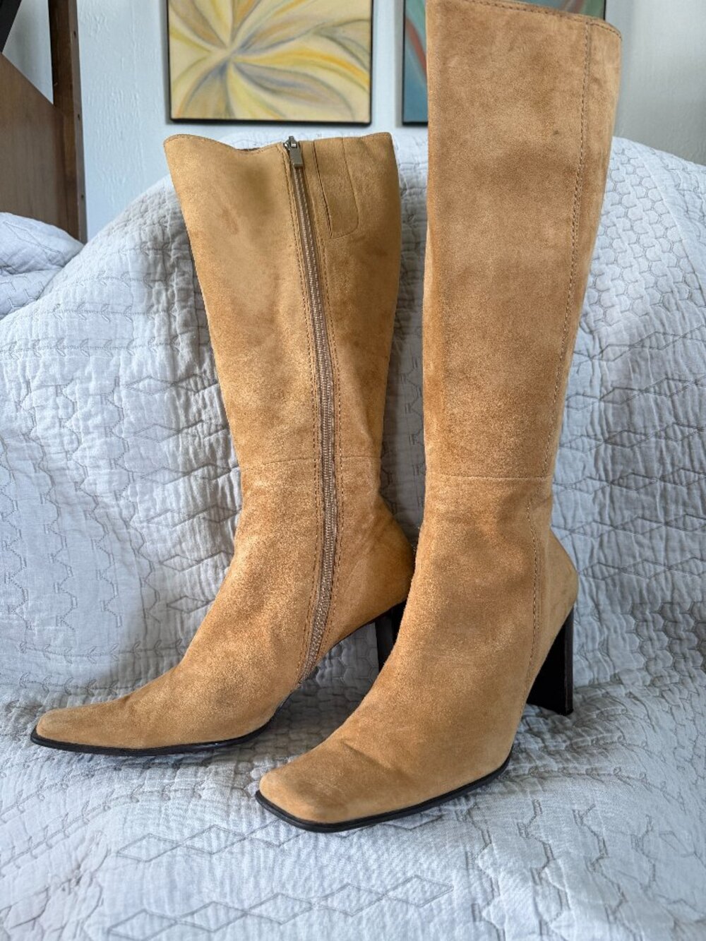 Nine West Vintage Camel Suede Boots 7
